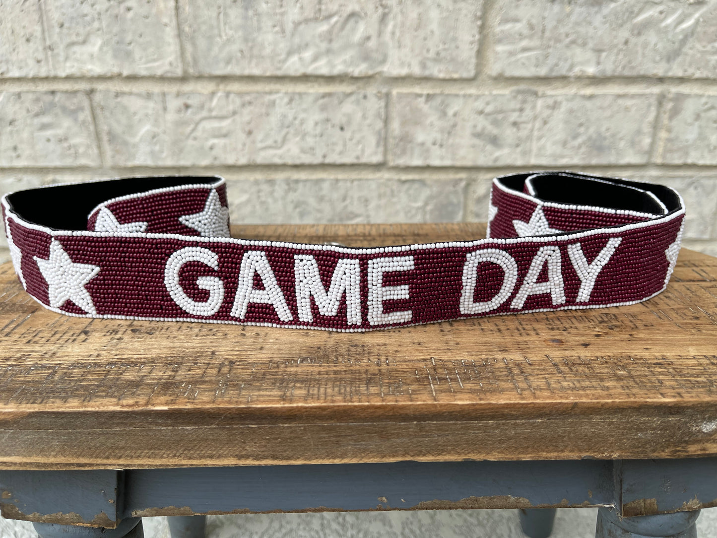 Maroon & White Game Day Beaded Strap