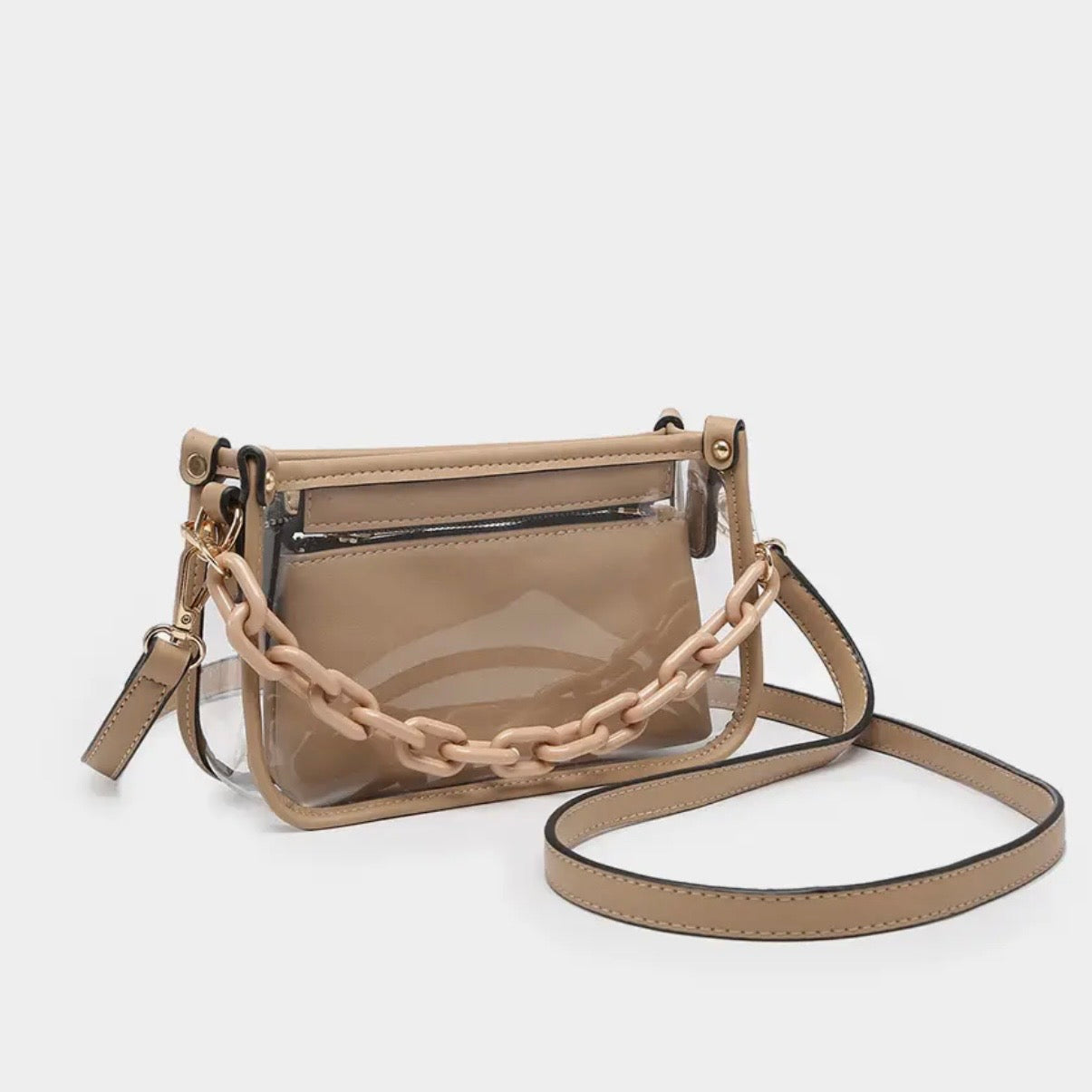 Clear Tan Trim bag