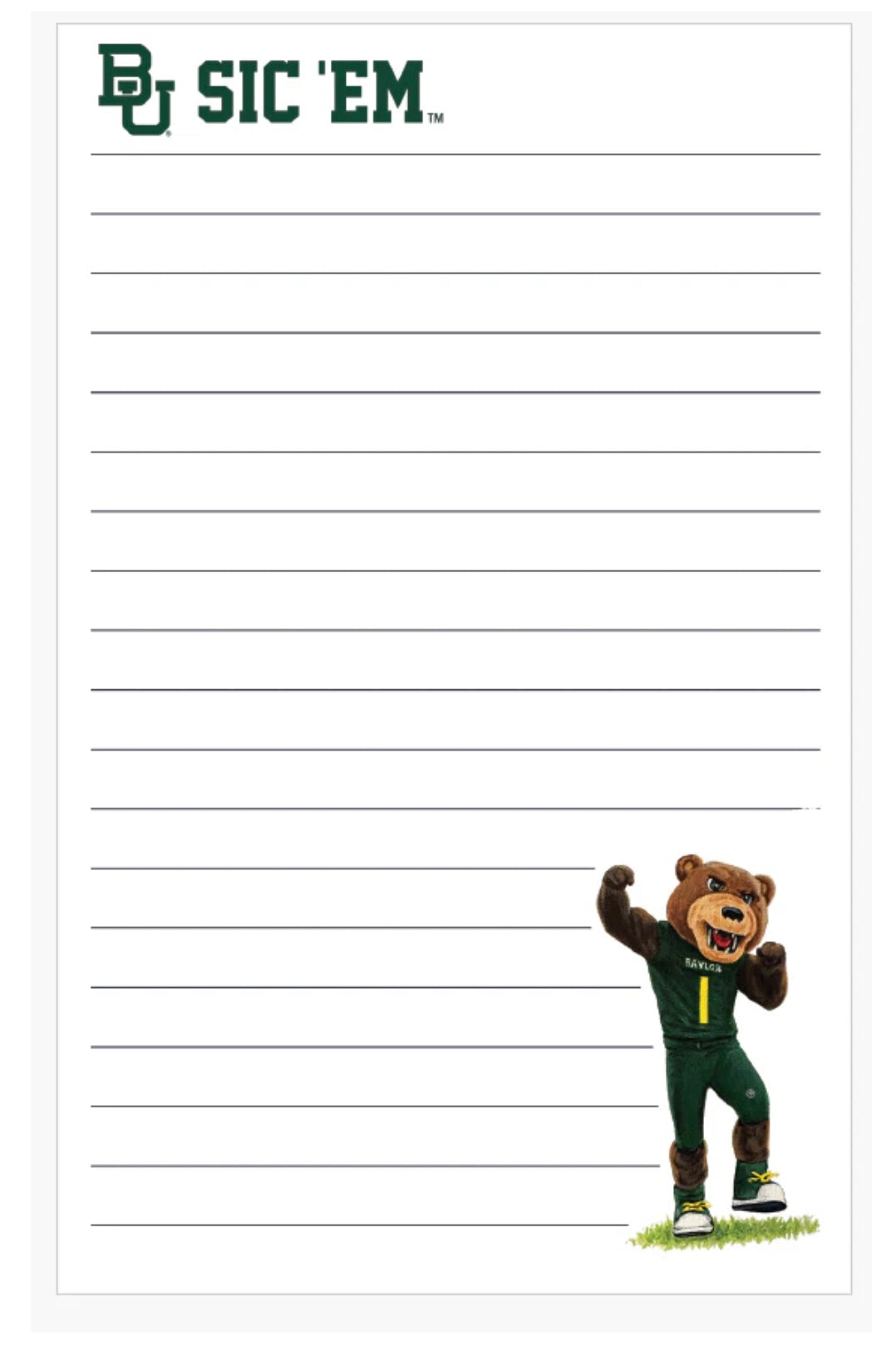 Baylor Mascot Notepad