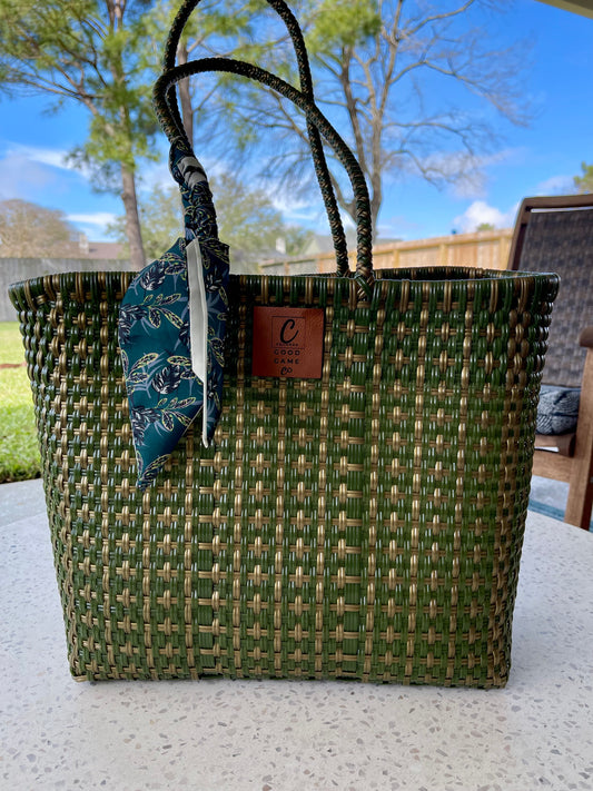 Green & Gold Woven Bag