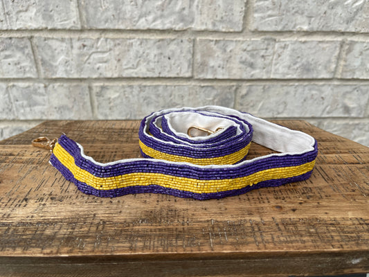 Purple & Yellow Stripe Beaded Strap