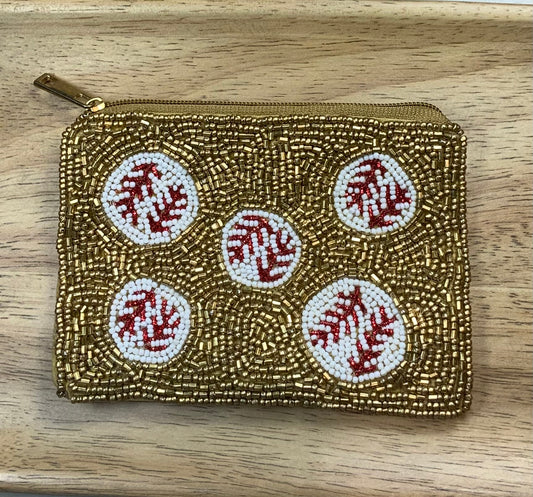 Baseball beaded coin purse