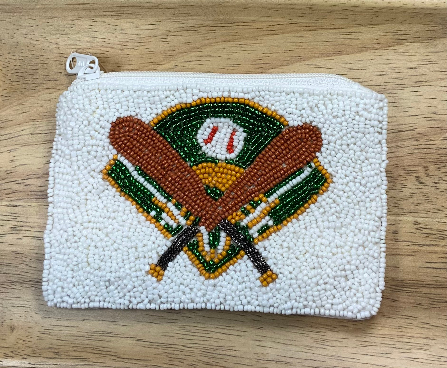 Baseball beaded coin purse