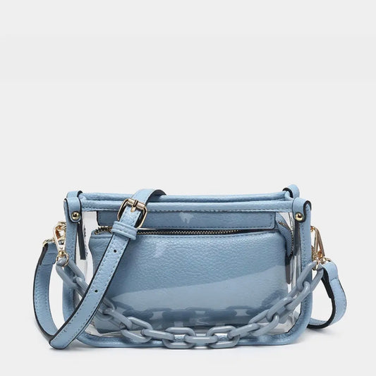 Clear Baby Blue Trim Bag