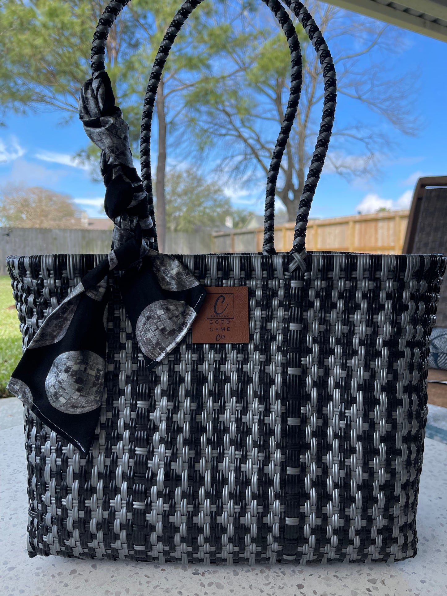 Black & Silver Woven Bag