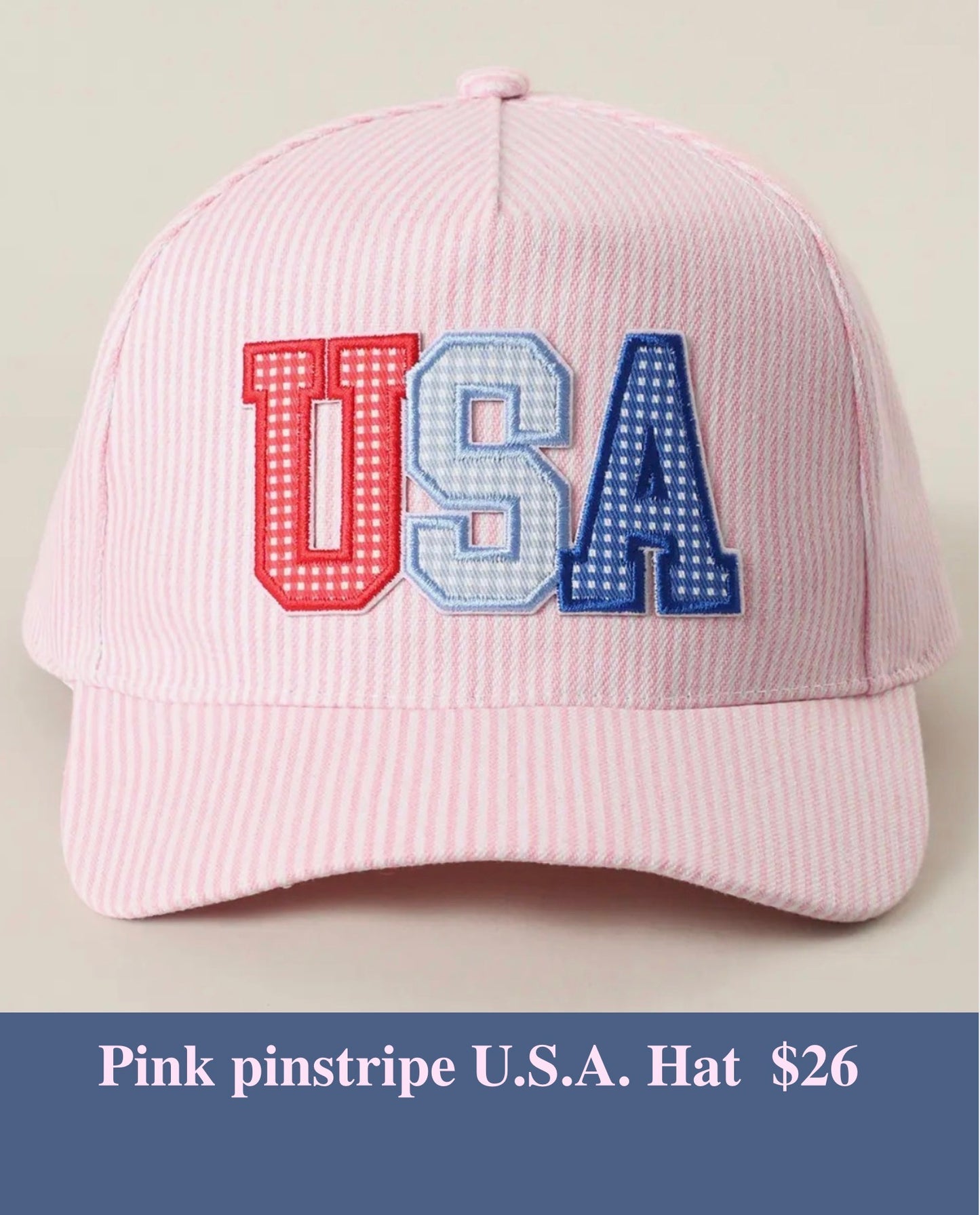 Pink pinstripe USA hat